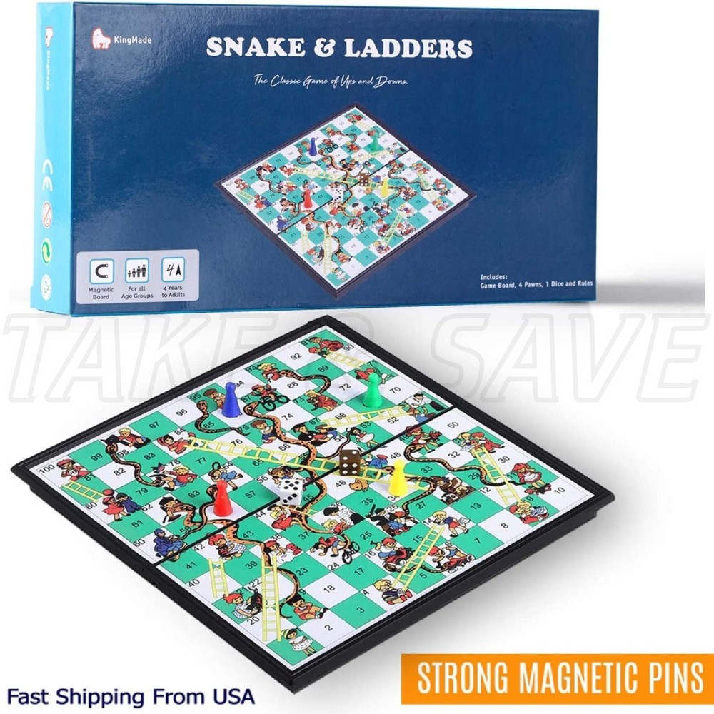Folding Snakes & Ladders – Portable Magnetic Board Game for Kids 2-4 Players