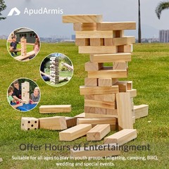Giant Tumble Tower (Stack from 2Ft to Over 4.2Ft), 54 PCS Pine Wooden Stackin…