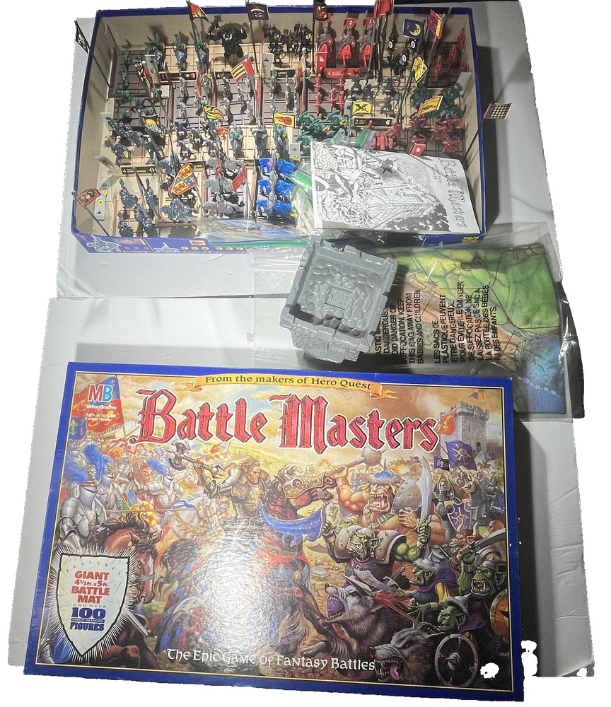 Milton Bradley Battle Masters 1992 Giant Mat Fantasy Board Game Not Complete