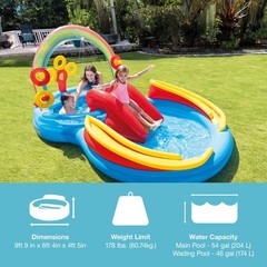 Inflatable Pool 117 x 76 53 Rainbow Slide Water Ring Toss Intex 57453EP Foot