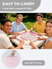Mahjong Tile Set 1.2’’ 160 Acrylic Engraved 1.2″ x 0.9″ x 0.5″, Pink
