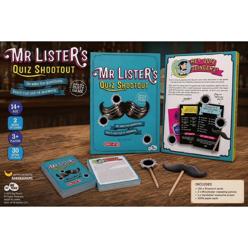 Big Potato Mr. Lister’s Quiz Shootout Party Trivia Game New Sealed Target Only