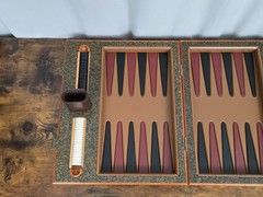 1999 NOBLE GAMES Limited Edition DAVID RIPLEY 66/250 Leather & Wood Backgammon!