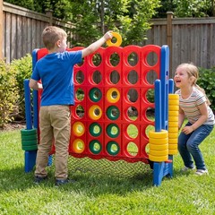 4-to-Score Giant Game Set 4-in-a-Row Connect Game W/Net Storage for Kids & Adult