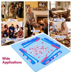 4 Pack Acrylic Mahjong Racks with Pushers Combo, All-in-One Tile Pushers, Blue