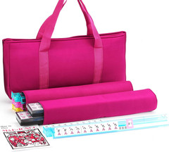 American Mahjong Game Set, Pinky Red Carrying Bag,166 Premium White Tiles,4 Colo