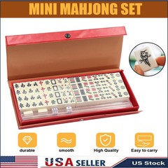 Vintage Chinese Mahjong Set 146 Tiles Traditional Mini Mah-Jong Game w/Case Box
