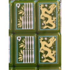 Modern Three Layer Mahjong Tile Set Green Pink White Floral American Mahjong