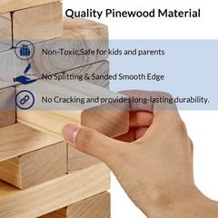Giant Tumble Tower (Stack from 2Ft to Over 4.2Ft), 54 PCS Pine Wooden Stackin…