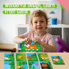 Jungle Animal Memory Game 28 Chunky Cards for 1-5 Players – Fun Educational Toy