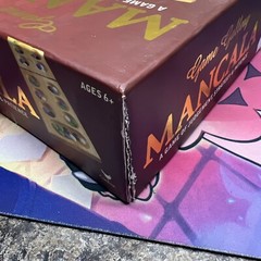 MANCALA Strategy Game Multi Color Stone Folding Wood Board Box DMG