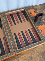 1999 NOBLE GAMES Limited Edition DAVID RIPLEY 66/250 Leather & Wood Backgammon!