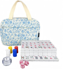 Mahjong Tile Set, American Mahjong Set with Floral Quilted Carrying Bag, 166 Whi