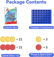 Medium Size 4 in a Row Game for Kids Ages 3+, Classic Family Board Game for Kids
