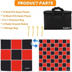 Quadpro 2-in-1 Giant Checkers & Tic Tac Toe Game Set Outdoor Backyard Game