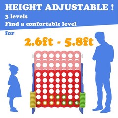 Jumbo 4 in a Row Game – Giant Connect 4 Set, Adjustable Height 2.5-3.5 FT, Indoo