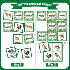 82 Pcs Memory Matching Games Animals Matching Cards Wild Animals Memory Game Jun