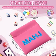 Sunnymove Mahjong Dice Bags 3.8 x 3.9 3.82 x 3.94 inches / 9.7 x 10 cm, Pink