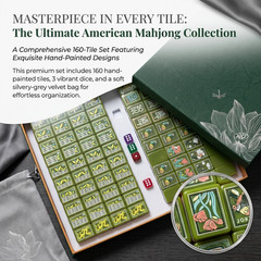 American Mahjong Set 160 Green Floral Acrylic Mahjong Tiles, US Stock