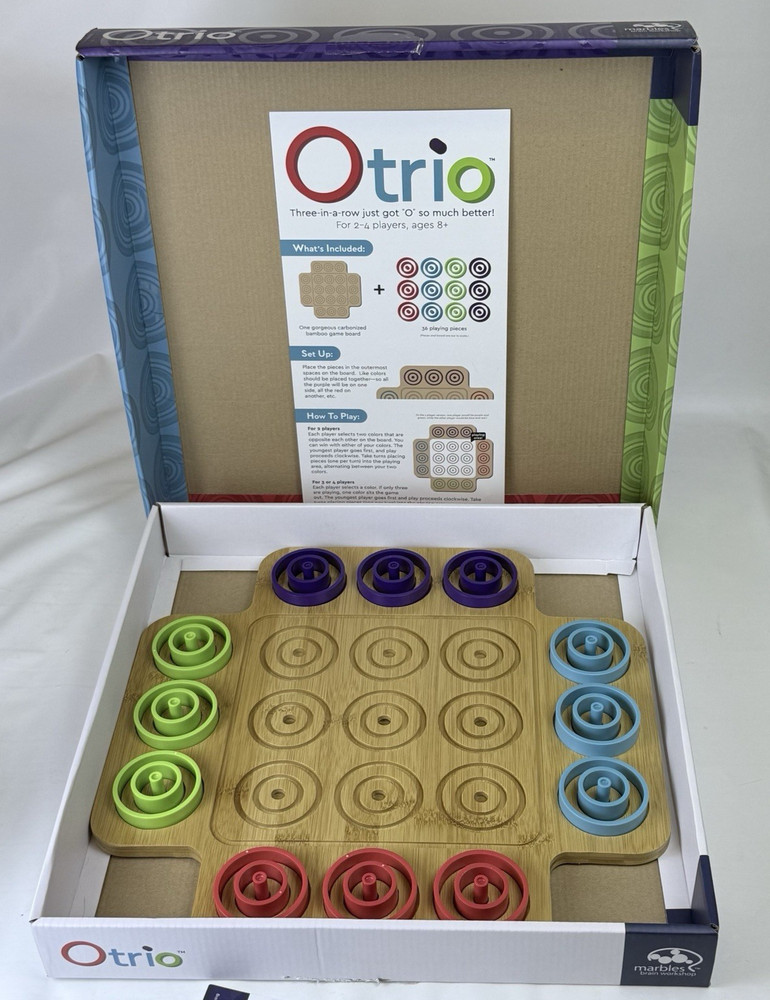 Otrio Deluxe Strategy Game By Marbles Brain Workshop Wooden Board 8+ Years