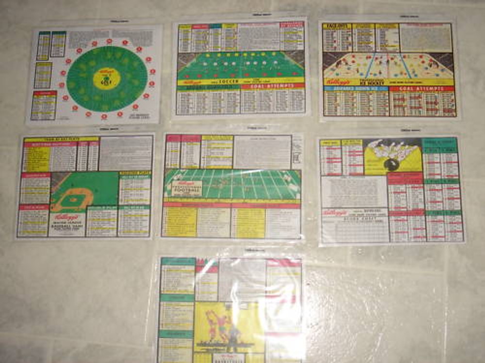 Lot of 7 Vintage Sports Games From Kelloggs PopTarts 1971 – Use playing cards