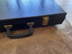 Vintage American MahJongg Set Embossed Wood Tiles And Faux Alligator Case