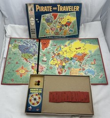 1960 Pirate and Traveler Game by Milton Bradley Complete in Good Cond FREE SHIP