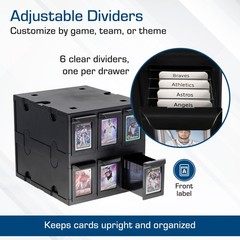 Card Catalog 6 Drawer Stackable Trading Organizer Black BCW Holds Sports Cards