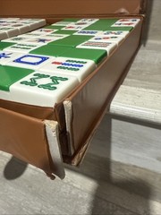 Vintage Mahjong Set 146 Melamine Tiles with Case Dice and Chips Traditional Game