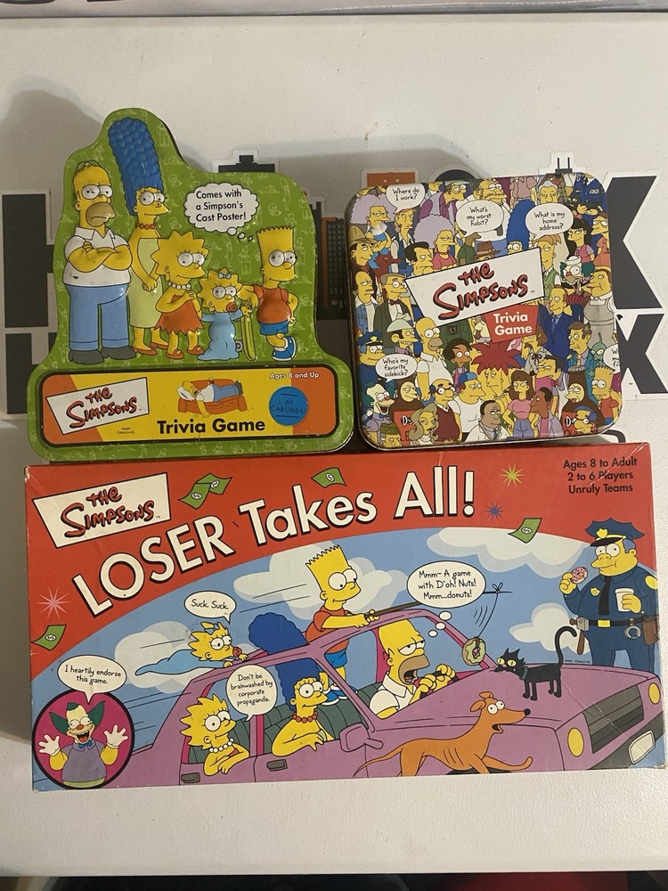 The Simpsons Trivia & Board Game Lot Missing A Few Pieces See Description