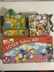 The Simpsons Trivia & Board Game Lot Missing A Few Pieces See Description