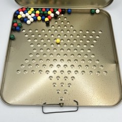 Vintage Pressman CHINESE CHECKERS /CHECKERS Tin Board 14″ Marbles