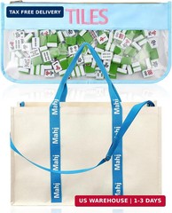 2 Pcs Embroidered Mahjong Canvas Tote Bags Large Empty Mah-Jong Tile Bag Mahjong