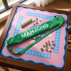 Sunnymove 35 Inch Long Mahjong Mat Bag Cute Double Strapped Polyester Drawstr…