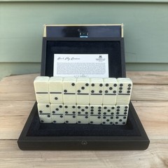 Luxury Manopoulos Dominoes Set W/Wood Case Handmade in Greece (SEALED NEW)