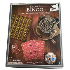 Ambassador Craftsman Collection Deluxe Bingo Set Wood Veneer Metal Cage GF028