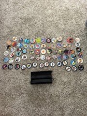 Lot of 180 Vtg 1990’s POGs Milk Cap Game, 4 Slammers and 3 Cases