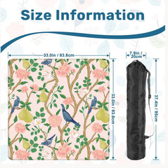 Bird Toile Mahjong Mat 33×33 Pink Floral Game Mat with Carry Bag | Non Slip Mahj