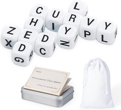 12 Pcs the Crossword Solitaire Game in White with Tin Box & Velvet Bag, Large