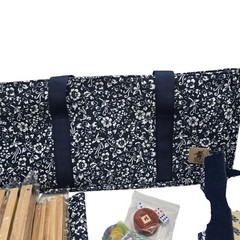 Yellow Mountain Imports American Mahjong Set Blue Calico Soft Case Racks Pushers