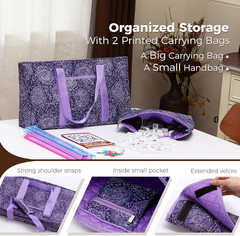 American Mahjong Tile Set with Purple Printed Carrying Bag, 166 Premium White Ti
