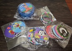 Lot Of Pogs & Small Pog Case Various Characters