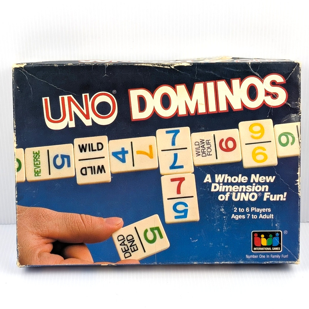 1986 UNO Dominos Game by International Games 100% COMPLETE Vintage