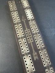 Antique J.P. Rust Cribbage Board Keene NH c.1880-1900 … Wood w/ Metal Overlay