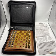 Travel Size Chess Game Portable Portfolio Case Wooden Board Fundex