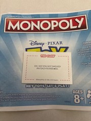 2018 Monopoly Toy Story You Got Shelved! Chance Claw Card Game