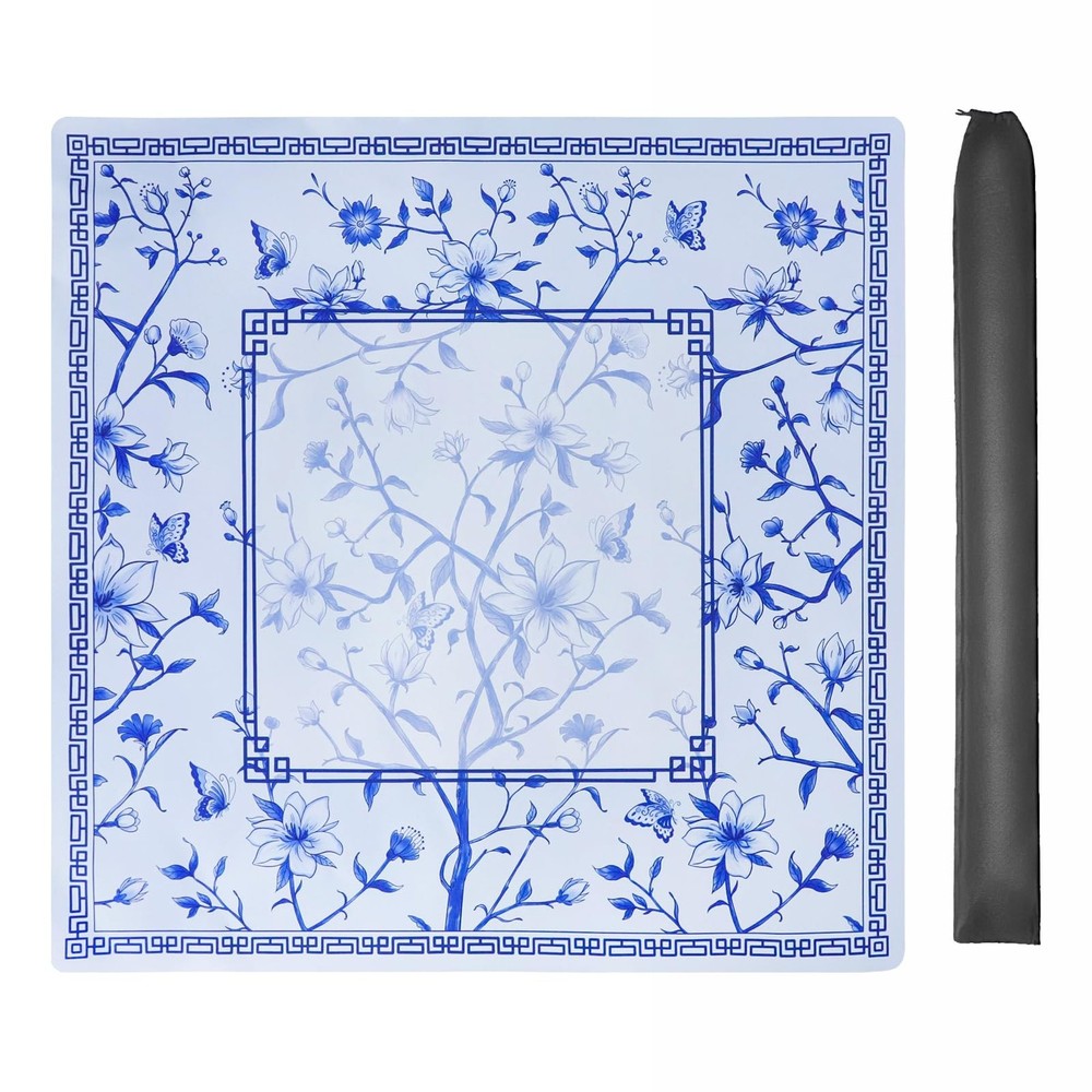 Jongyance Large Blue Printed Mahjong Mat 31.5 x x 0.08 inches,