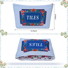 Mahjong Bag Set for Tiles and Racks Cotton Canvas 24x13x4.7 Inch Red Flowers