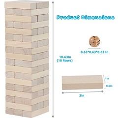 Mini Tumble Tower, 54PCS Wooden Stacking Game for Teens – Pine Stack Timber B…