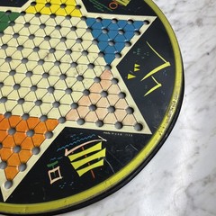 Vintage Pressman Toy Corp Chinese Checker Board Round Metal Multicolor 1153 USA